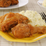 Fried chicken on a picnic plate